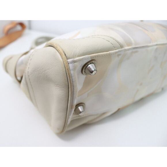 Coach Hampton Cream/White/Tan Signature Canvas and Leather Satchel Handbag 13338 - Picture 3 of 13